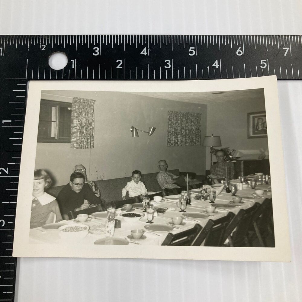 Family Thanksgiving 1955 1956 Snapshot Photograph Kodak Velox Paper